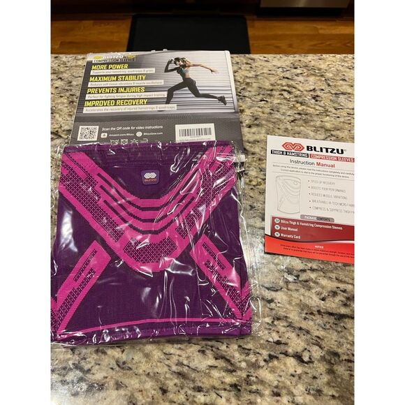 New BLITZU Thigh Compression Sleeves (Pair) Quad, Groin and Hamstring Support. U - Picture 8 of 10